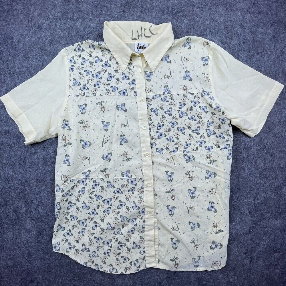 Vintage Tapestry Shirt Women Large Pastel Whimsical Boho Hippie Lightweight
